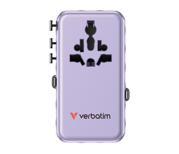 VERBATIM Charge ’n Travel 70W 2C retractable Universal Adapter purple 30188 - 1484041 - zdjęcie 2